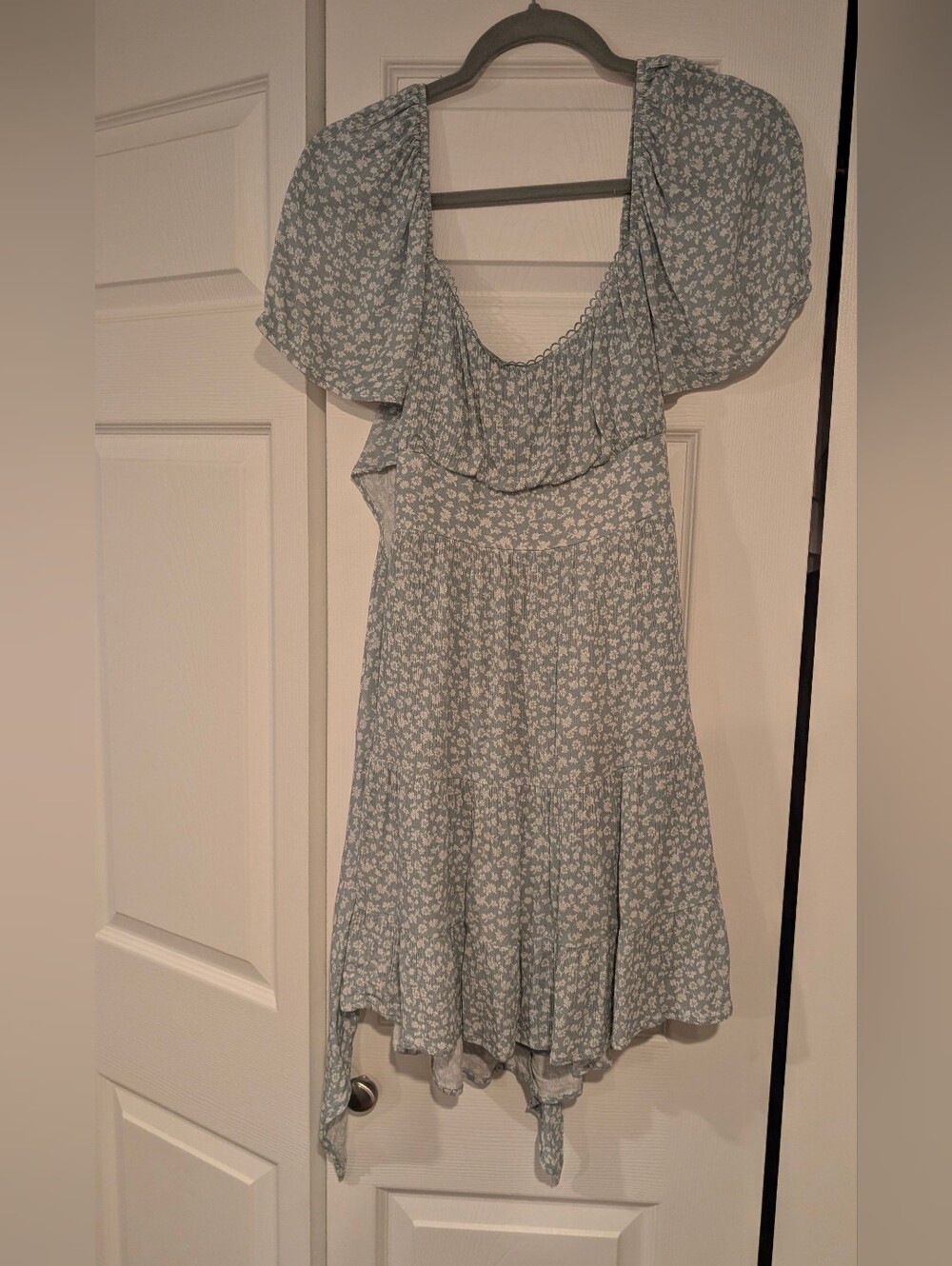 Altar'd State Light Blue Floral Ruffle Dress